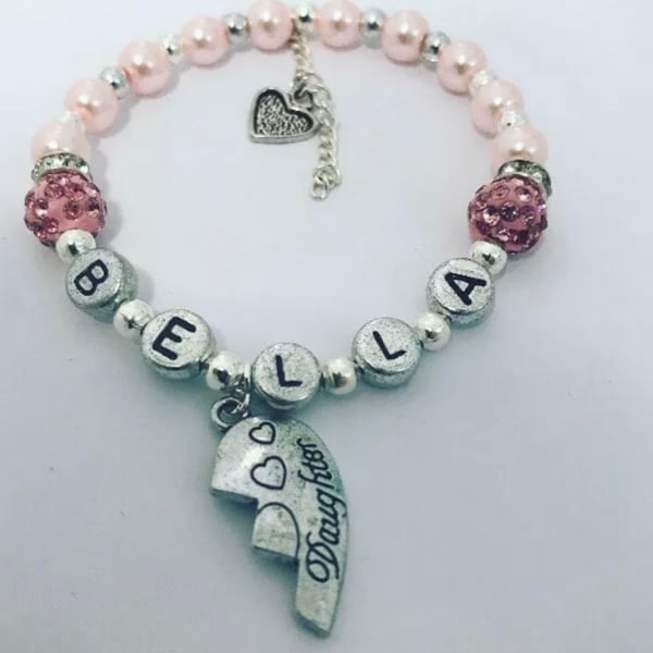 Daughter personalised gift bracelet shamballa beaded