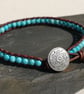 Turquoise semi precious bead and leather bracelet, December birthstone - Image 4