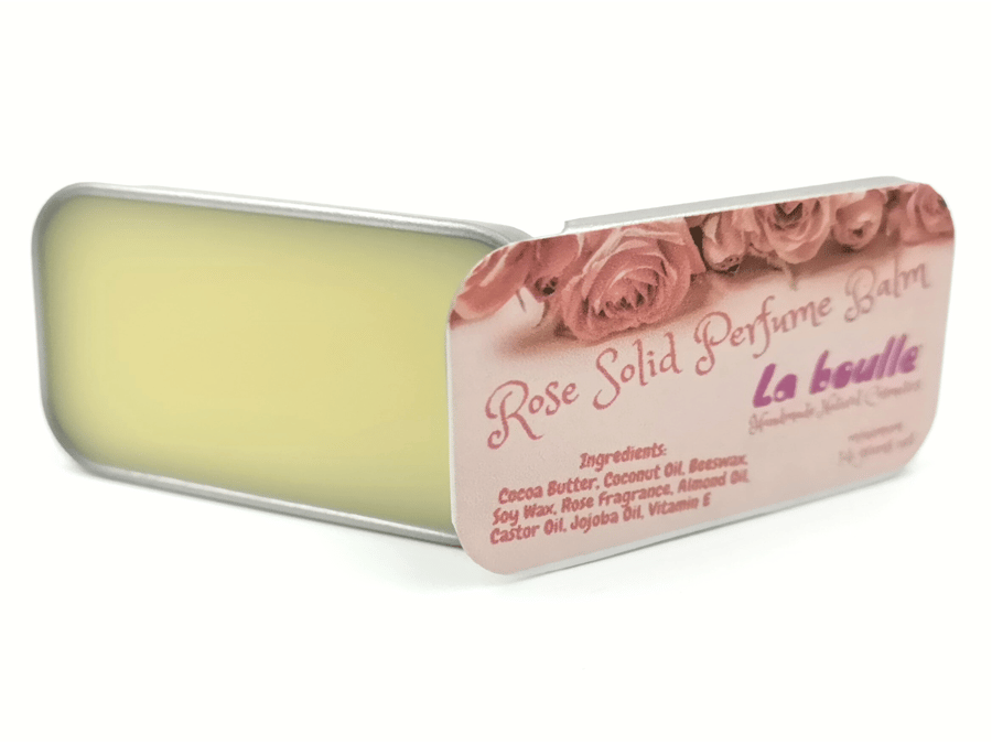 Rose Solid Natural Perfume Balm. For sensitive skin. Handmade natural cosmetics.