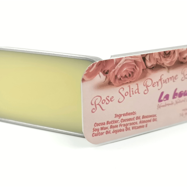 Rose Solid Natural Perfume Balm. For sensitive skin. Handmade natural cosmetics.