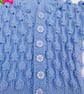 Hand Knitted Baby Cardigan, Hooded, Light Blue, Bobble Pattern, Infant Sweater  - Image 3