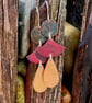 Brass,Red Copper and Verdigris Dangle Earrings
