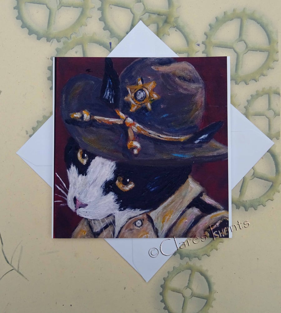 Sheriff Kitty Greeting Card From my Original Painting