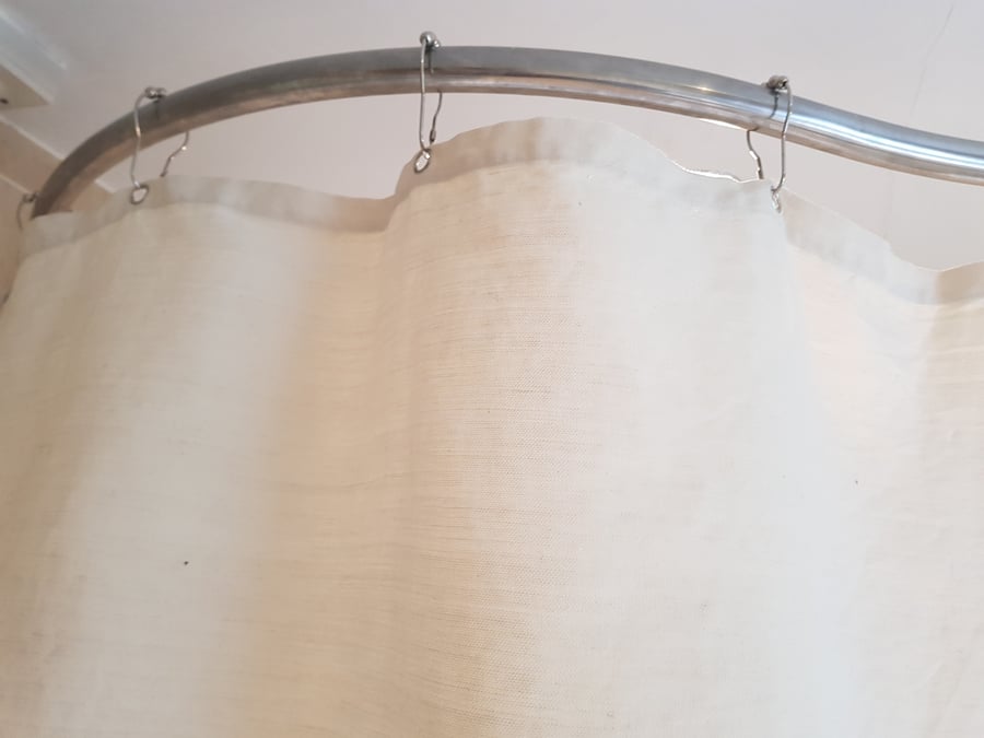 Natural Organic Linen Shower Curtain, washable non-waxed