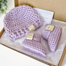 Hello World Baby Hat and Booties Set - Crochet New Baby Gift