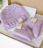 Hello World Baby Hat and Booties Set - Crochet New Baby Gift