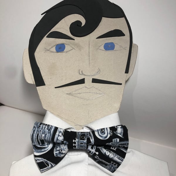 Woodwind and Brass Instrument Themed Bow Tie Composer Musician Teacher Gift