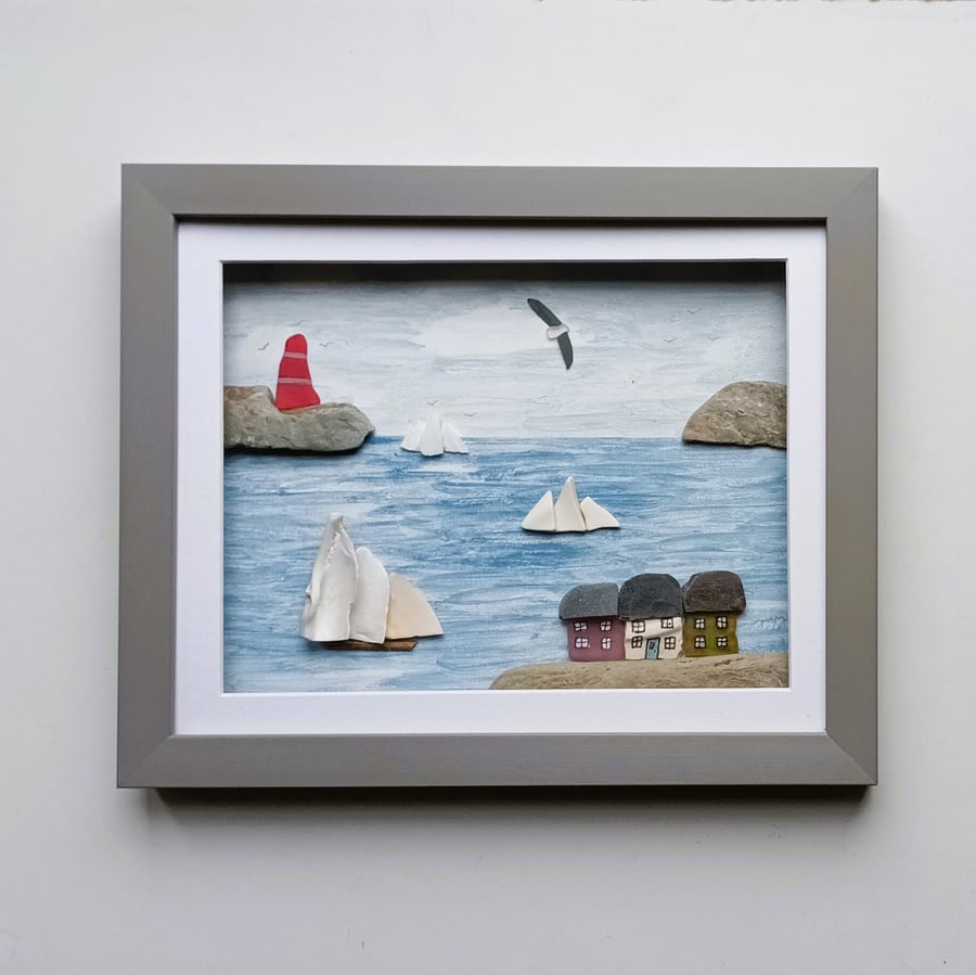 Cornish Coastal Scene, Nautical Wall Art, Made in Cornwall