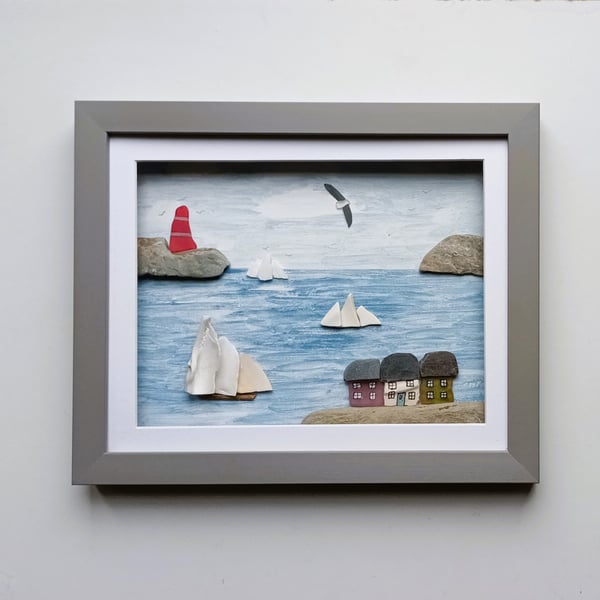 Cornish Coastal Scene, Nautical Wall Art, Made in Cornwall