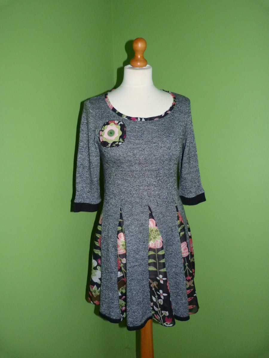 Swing Top Created From Upcycled Clothing. Size S to M. Grey Marl.