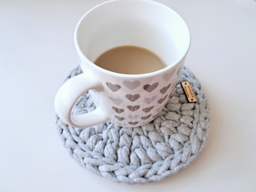 Home Decor, Handmade Table Coasters, Cups, Mugs, Light Grey