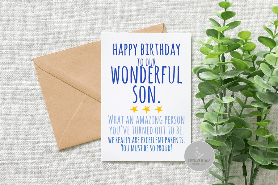 Happy birthday to a wonderful son greeting card