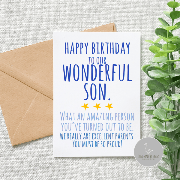 Happy birthday to a wonderful son greeting card