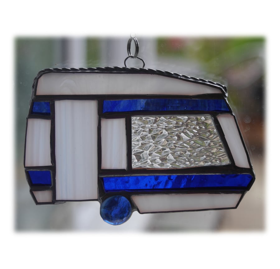 Caravan Suncatcher Stained Glass Classic Blue 043