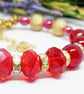 Gold Plated Memory Wire Red And Gold Beaded Bracelet - Image 5