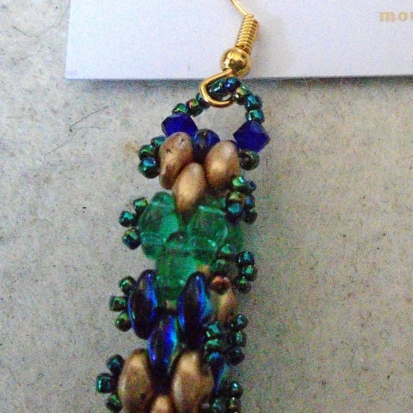 Brickwork-pattern bead earrings (customisable)