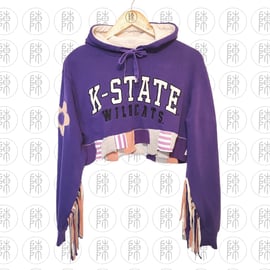 K-State Wildcats Purple Stadium Athletics Scrappy Hem Tassel Rework Hoodie