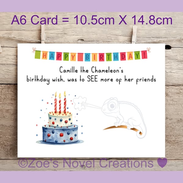 Chameleon Birthday Card A6 10.5cm x 14.8cm