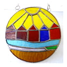 Beach Hut Ring Stained Glass Handmade Sunshine 010