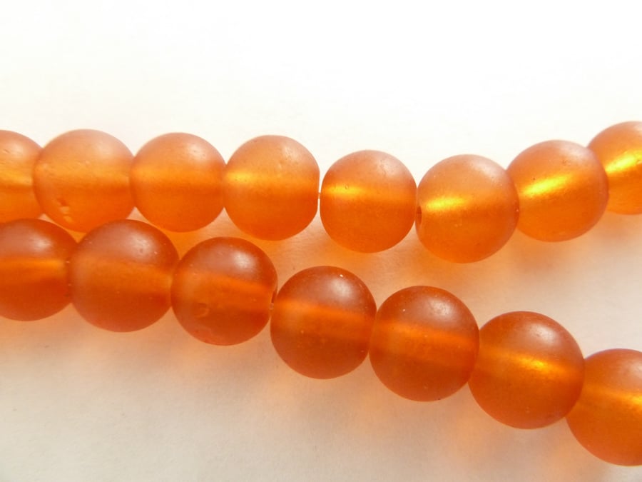SALE 8mm orange frosted beads