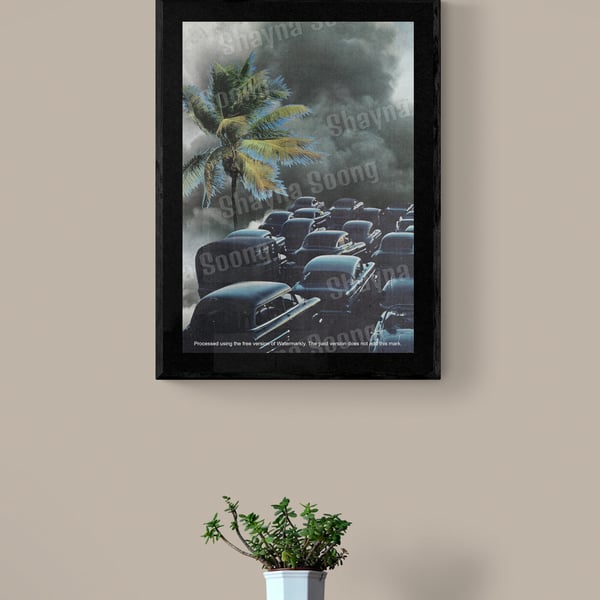 'Drive-in' print of handmade collage