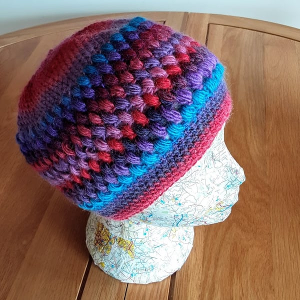 Crochet hat. Beanie hat. Warm and soft. Adult hat. Free UK postage.
