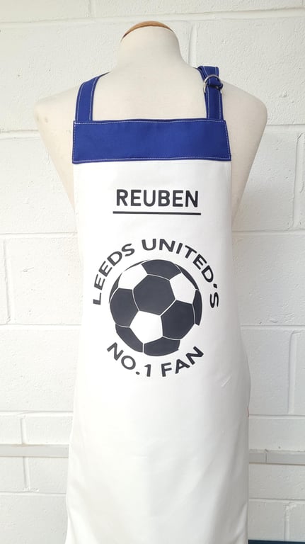 No. 1 fan Leeds United small teenage apron : Personalised 