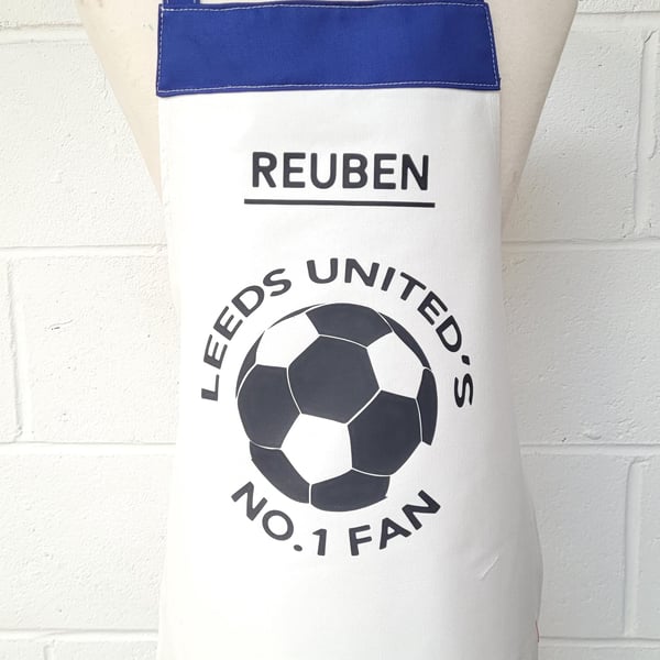 No. 1 fan Leeds United small teenage apron : Personalised 
