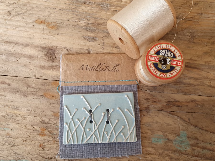 Handmade Ceramic Blue Statement button