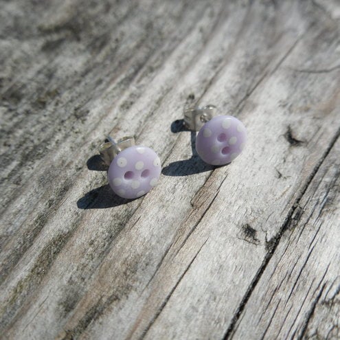 Lavander Spotty Button Studs