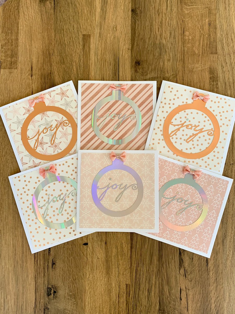 Handmade Joy Bauble Christmas Cards - Set of 6