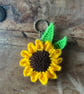 Crochet Sunflower Keyring Bag Charm – Orange & Green