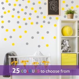 40  2 inch BRIGHT YELLOW and 40  2 inch GREY POLKA DOTS wall stickers decals