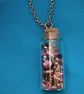 Hand made Bead Filled Mini Bottle Pendant Necklace