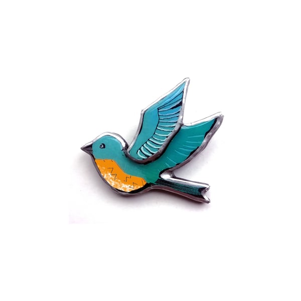 Beautiful Statement Bluebird Resin Brooch by EllyMental