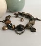 Steampunk beaded charm bracelet, pyrite mookite & Tigers eye - Image 2