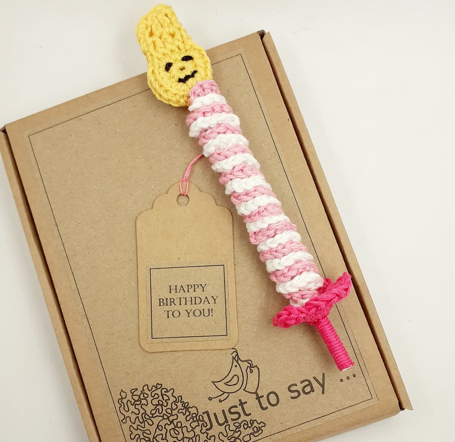 Crochet Birthday Cake Candle Hanger - Alternative to a Greetings Card 