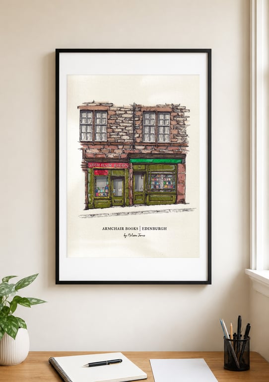 Armchair Books Edinburgh Print - Independent Bookshop Art - Scotland Wall Art 