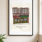 Armchair Books Edinburgh Print - Independent Bookshop Art - Scotland Wall Art 