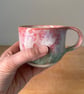 Handmade ceramic mug, pink stoneware mug, 250ml mug, dimple mug