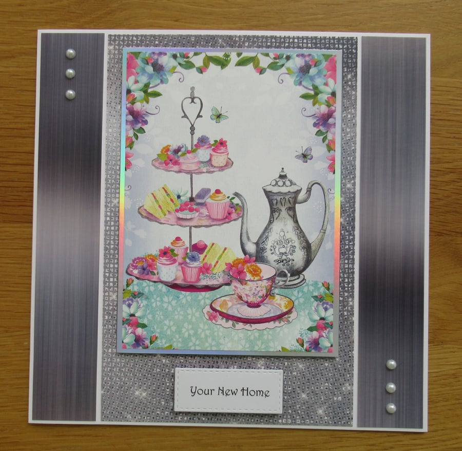 Afternoon Tea - Large New Home Card - (19x19cm)