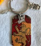Hogwarts Gryffindor house keyring with crochet heart and bag clip - Image 4