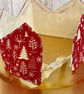 Set of 4 red and cream Skandi-style Christmas party crowns with velvet ribbons - Image 4