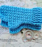 Sky Blue Crochet Fingerless Mitts, Soft DK Hand Warmers