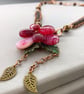 Boho Rustic Flower Necklace and Earrings Set, Agate & Pyrite - Image 4
