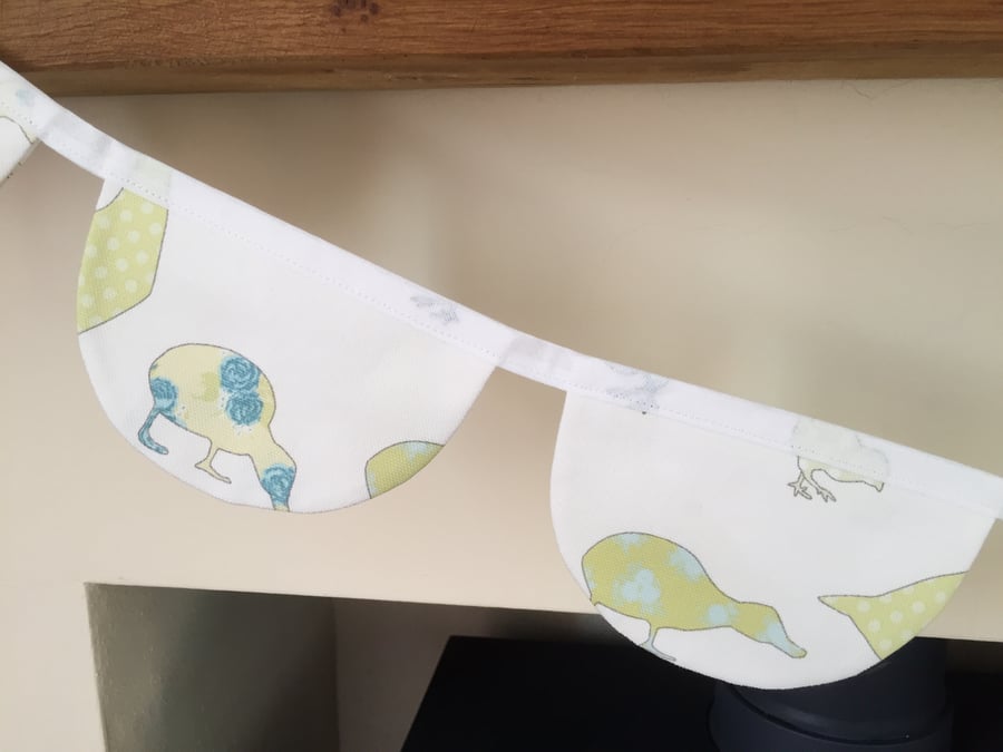Handmade fabric Nursery Bunting, garland,  Farmyard Birds Bunting.  