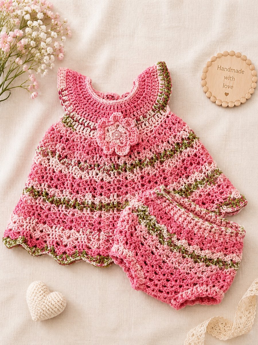 crochet newborn dress sets Baby & Bloomers Set 0-3 months Yellow Color:lavender micro wedding outfit Birthday Dress Lol Doll 3.5 millimeter