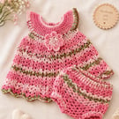 Crochet Baby Dress & Bloomers Set 0-3 months