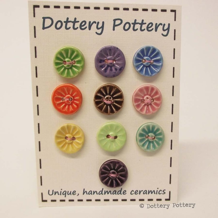 Set of ten little handmade ceramic buttons pottery buttons