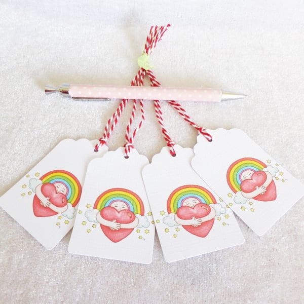 Rainbow Hug Gift Tags - set of 4 tags